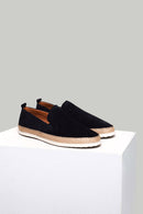 Navy Blue Suede Leather Men's Espadrille | Derimod Navy Blue Suede Leather Men's Espadrille | Derimod