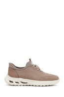 Men's Mink Lace-Up Nubuck Leather Sneaker | Derimod Men's Mink Lace-Up Nubuck Leather Sneaker | Derimod
