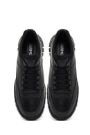 Men's Black Lace-Up Thick-Soled Leather Casual Sneaker | Derimod Men's Black Lace-Up Thick-Soled Leather Casual Sneaker | Derimod