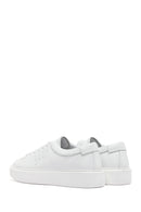 Men's White Lace-up Thick-Sole Leather Sneaker | Derimod Men's White Lace-up Thick-Sole Leather Sneaker | Derimod