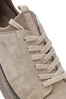 Men's Beige Lace-Up Suede Leather Sneaker | Derimod Men's Beige Lace-Up Suede Leather Sneaker | Derimod