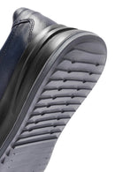 Men's Navy Blue Lace-Up Leather Sneaker | Derimod Men's Navy Blue Lace-Up Leather Sneaker | Derimod