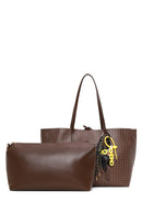 Woman Brown Accessory-Detail Printed Shoulder Bag | Derimod Woman Brown Accessory-Detail Printed Shoulder Bag | Derimod