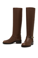 Women's Brown Buckled Leather Boot | Derimod Women's Brown Buckled Leather Boot | Derimod