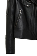 Roma Women's Black Biker Leather Jacket | Derimod Roma Women's Black Biker Leather Jacket | Derimod