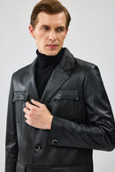 Kevin Erkek Siyah Blazer Deri Ceket | Derimod Kevin Erkek Siyah Blazer Deri Ceket | Derimod