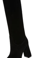 Women's Black Suede Leather Heeled Boots | Derimod Women's Black Suede Leather Heeled Boots | Derimod