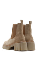 Women's Beige Thick Soled Casual Chelsea Suede Leather Boots | Derimod Women's Beige Thick Soled Casual Chelsea Suede Leather Boots | Derimod