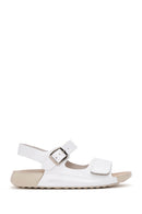 Women's White Ankle Strap Leather Comfort Sandals | Derimod Women's White Ankle Strap Leather Comfort Sandals | Derimod