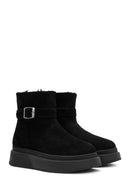 Women's Black Thick-Soled Suede Leather Boots | Derimod Women's Black Thick-Soled Suede Leather Boots | Derimod