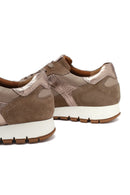 Woman Mink Laced Leather Sneakers | Derimod Woman Mink Laced Leather Sneakers | Derimod