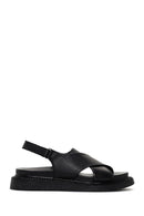 Women's Black Strappy Leather Comfort Sandals | Derimod Women's Black Strappy Leather Comfort Sandals | Derimod