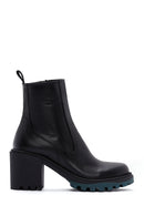 Women's Black Leather Zippered Heeled Boots | Derimod Women's Black Leather Zippered Heeled Boots | Derimod