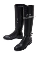 Woman Black Zippered Buckle Detail Leather Boot | Derimod Woman Black Zippered Buckle Detail Leather Boot | Derimod