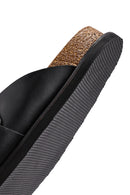 Women's Black Strappy Leather Slippers | Derimod Women's Black Strappy Leather Slippers | Derimod
