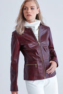 Arya Women's Leather Jacket | Derimod Arya Women's Leather Jacket | Derimod