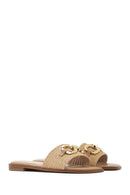 Women's Beige Straw Slippers | Derimod Women's Beige Straw Slippers | Derimod