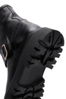 Women's Black Leather Buckle Boots | Derimod Women's Black Leather Buckle Boots | Derimod