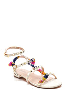 Women's Ecru Flat Sandals | Derimod Women's Ecru Flat Sandals | Derimod