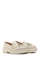 Women's Beige Leather Tassel Loafer | Derimod Women's Beige Leather Tassel Loafer | Derimod