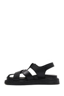 Women's Black Strappy Thick-Sole Leather Sandals | Derimod Women's Black Strappy Thick-Sole Leather Sandals | Derimod