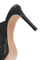 Women's Black Thin Heeled Leather Slippers | Derimod Women's Black Thin Heeled Leather Slippers | Derimod