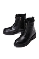 Women's Black Leather Zippered Boots | Derimod Women's Black Leather Zippered Boots | Derimod