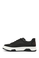 Men's Black Lace-up Thick-Sole Leather Sneaker | Derimod Men's Black Lace-up Thick-Sole Leather Sneaker | Derimod