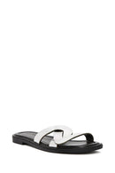 Women's Grey Metallic Leather Slippers | Derimod Women's Grey Metallic Leather Slippers | Derimod