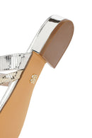 Woman Silver Stone Metallic Slippers | Derimod Woman Silver Stone Metallic Slippers | Derimod