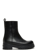 Women's Black Leather Zippered Thick Soled Boots | Derimod Women's Black Leather Zippered Thick Soled Boots | Derimod