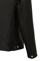 Towns Men Black Slim-Fit Short Leather Jacket | Derimod Towns Men Black Slim-Fit Short Leather Jacket | Derimod
