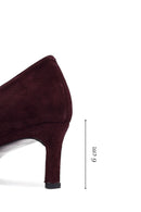Women Burgundy Short Thin Heeled Suede Leather Stiletto | Derimod Women Burgundy Short Thin Heeled Suede Leather Stiletto | Derimod