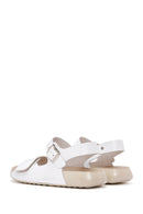 Women's White Ankle Strap Leather Comfort Sandals | Derimod Women's White Ankle Strap Leather Comfort Sandals | Derimod