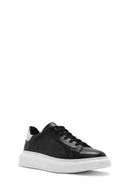 Men's Black Lace-up Thick-Sole Leather Sneaker | Derimod Men's Black Lace-up Thick-Sole Leather Sneaker | Derimod
