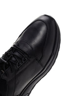 Erkek Siyah Bağcıklı Deri Casual Sneaker | Derimod Erkek Siyah Bağcıklı Deri Casual Sneaker | Derimod