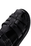 Kadın Siyah Bantlı Deri Comfort Sandalet | Derimod Kadın Siyah Bantlı Deri Comfort Sandalet | Derimod