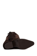 Woman Brown Thick-Heeled Suede Cowboy Boots | Derimod Woman Brown Thick-Heeled Suede Cowboy Boots | Derimod