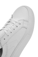 Women's White Lace-up Thick-Sole Leather Sneaker | Derimod Women's White Lace-up Thick-Sole Leather Sneaker | Derimod