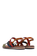 Women's Multicolored Leather Bodrum Sandals | Derimod Women's Multicolored Leather Bodrum Sandals | Derimod