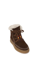 Woman Dark Mink Lace-Up Thick-Soled Suede Teddy Boots | Derimod Woman Dark Mink Lace-Up Thick-Soled Suede Teddy Boots | Derimod