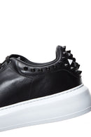 Men's Black Leather Studded Detailed Thick Soled Sneaker | Derimod Men's Black Leather Studded Detailed Thick Soled Sneaker | Derimod