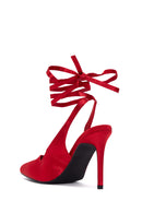 Women's Red Ankle Strap Satin Heeled Shoes | Derimod Women's Red Ankle Strap Satin Heeled Shoes | Derimod