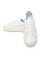 Erkek Beyaz Bağcıklı Kalın Tabanlı Deri Sneaker | Derimod Erkek Beyaz Bağcıklı Kalın Tabanlı Deri Sneaker | Derimod