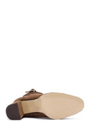 Women's Tan Suede Leather Heeled Boots | Derimod Women's Tan Suede Leather Heeled Boots | Derimod