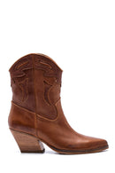 Women's Leather Heeled Cowboy Boots | Derimod Women's Leather Heeled Cowboy Boots | Derimod