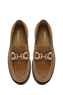 Woman Tan Buckled Suede Leather Masculine Loafer | Derimod Woman Tan Buckled Suede Leather Masculine Loafer | Derimod