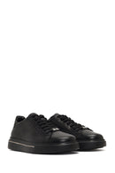 Men's Black Lace-Up Thick-Soled Leather Sneaker | Derimod Men's Black Lace-Up Thick-Soled Leather Sneaker | Derimod