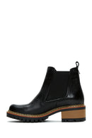 Women's Black Leather Classic Flat Boots | Derimod Women's Black Leather Classic Flat Boots | Derimod