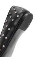Women's Black Stone Detailed Leather Ballerinas | Derimod Women's Black Stone Detailed Leather Ballerinas | Derimod